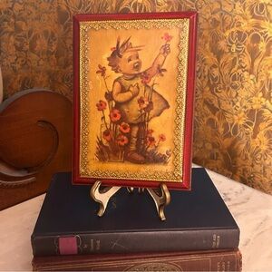 Vintage Hummel Wood Wall Plaque,Wall Hanging,Hummel Vintage, Girl Field Poppies